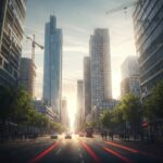 Future, Zukunft, City, Straße, Immobilien, Wolkenkratzer