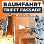 Nanodämmung Fassade – Astronaut streicht Fassade mit Airless-Spritzgerät